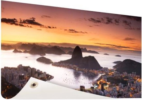 Zonsondergang Rio de Janeiro Tuinposter 60x40 cm - Foto op Tuinposter (tuin decoratie)