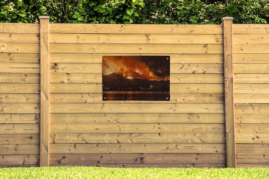 California Wildfires: The Holy Fire At Lake Elsinore On August 9 2018 affiche de jardin toile en vrac 90x60 cm - Toile de jardin / Toile d'extérieur / Peintures pour l'extérieur (décoration de jardin)