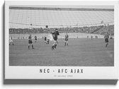 Walljar - Poster Ajax met lijst - Voetbalteam - Amsterdam - Eredivisie - Zwart wit - NEC - AFC Ajax '50 - 50 x 70 cm - Zwart wit poster met lijst