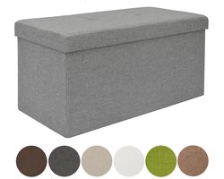 foto van 80L Opbergbank met Zitting - 76x38x38 Opvouwbare Bank - Gestoffeerde Opvouwbank met XL Opbergvak