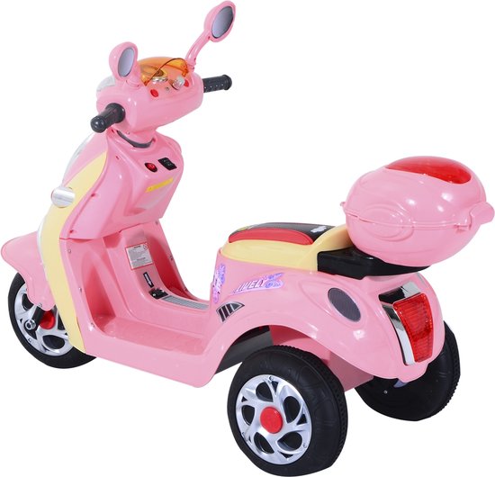 Elektrische Kindermotor - Elektrische Kinderscooter - Speelgoed - 6V 3 km / h - 108 x 51 x 75 cm - Roze- Geel