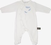 Babypyjama in bio-katoen. Blauw met witte veren - 1 maand