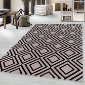 Modern vloerkleed - Streaky Square Roze Zwart 160x230cm