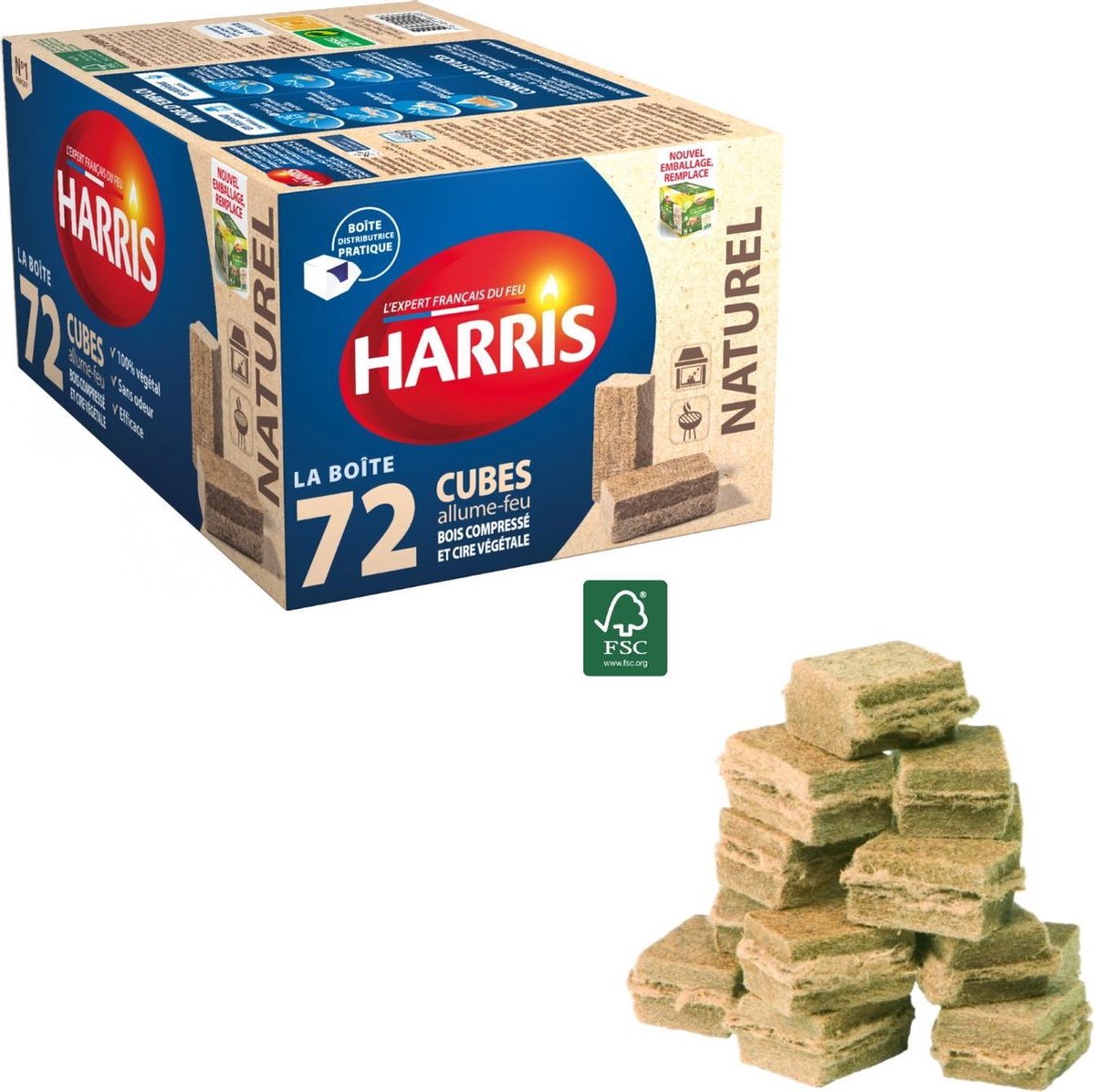 Harris Aanmaakblokjes Bruin - 72 Stuks in Handige Dispenser