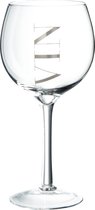 J-Line wijnglas - wit - zilver - 6 stuks