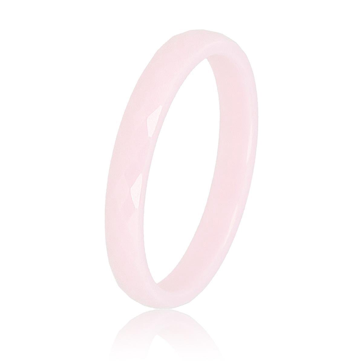 My Bendel - Keramieken ring facet geslepen roze 3mm - Keramische, onbreekbare, mooie roze ring - Verkleurt niet - Met luxe cadeauverpakking