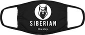 Siberian husky mondkapje | hond | husky | Siberie | dierendag | grappig | gezichtsmasker | bescherming | bedrukt | logo | Zwart mondmasker van katoen, uitwasbaar & herbruikbaar. Geschikt voor OV