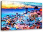 Schilderij Santorini eiland (print op canvas), 2 maten, multi-gekleurd, Premium print