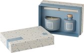 J-Line Doos Geurkaars+Geurolie Terrazzo Blauw/Wit