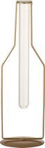 J-Line Vaasje 1 Tube Fles Metaal/Glas Goud Large - Bloemenvaas 33 cm hoog