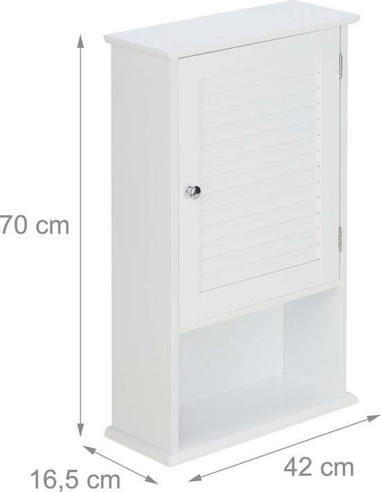 Relaxdays badkamerkast bamboe, hangend, 2 vakken met legplank, dicht, opbergkast hout, HxBxD: 66 x 35 x 20 cm, natuur