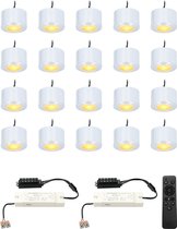HOFTRONIC Navarra - Dimbare verandaverlichting set van 20 - LED - Zaagmaat 33mm - RVS - Plug & Play - Op- en inbouw - 3 Watt - 200 lumen - 12V - 2700K Extra warm wit - Plafondspots - Verlicht