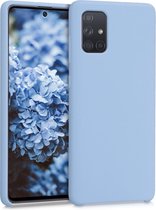 kwmobile telefoonhoesje voor Samsung Galaxy A71 - Hoesje met siliconen coating - Smartphone case in mat lichtblauw