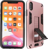 Stand Shockproof Telefoonhoesje - Magnetic Stand Hard Case - Grip Stand Back Cover - Backcover Hoesje voor iPhone Xs Max - Roze