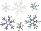 Pailletten, d: 25+45 mm, lichtblauw, wit, zilver, sneeuwvlok, 30gr