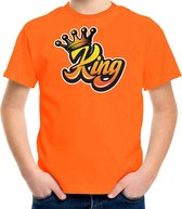 Bellatio Decorations Koningsdag t-shirt voor kinderen/jongens - King - oranje - feestkleding 146/152