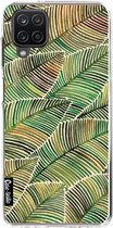 Casetastic Samsung Galaxy A12 (2021) Hoesje - Softcover Hoesje met Design - Tropical Leaves Yellow Print