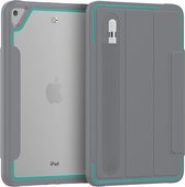 Tablet hoes geschikt voor Apple iPad Mini 7.9 (2019) - Tri-Fold Book Case met Transparante Back Cover en Pencil Houder - Licht Blauw/Grijs