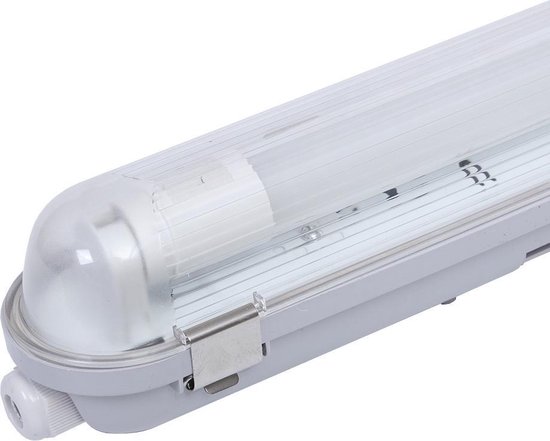 HOFTRONIC LED TL Armatuur 60cm - IP65 Waterdicht - T8 (G13) Fitting - Enkelvoudig voor één LED Buis en Koppelbaar - Met RVS Clips