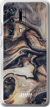 Huawei P40 Pro+ Hoesje Transparant TPU Case - Wood Marble #ffffff