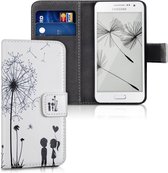 kwmobile telefoonhoesje voor Samsung Galaxy A3 (2015) - Backcover voor smartphone - Hoesje met pasjeshouder in zwart / wit - Paardenbloemen Liefde design