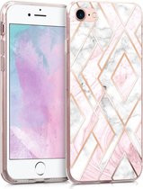 kwmobile telefoonhoesje voor Apple iPhone SE (2022) / SE (2020) / 8 / 7 - Hoesje voor smartphone in roségoud / wit / oudroze - Glory Mix Gekleurd Marmer design