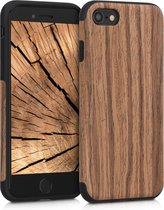 Étui kwmobile compatible avec Apple iPhone 7 / 8 / SE (2020) - Coque arrière pour smartphone - Étui pour téléphone en bois marron - Motif grain de bois