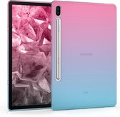 kwmobile hoes geschikt voor Samsung Galaxy Tab S6 - siliconen beschermhoes voor tablet - Tweekleurig design - roze / blauw / transparant