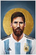 JUNIQE - Poster i kunststof lijst Football Icon - Lionel Messi -20x30