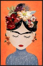 JUNIQE - Poster met kunststof lijst Frida Orange -13x18 /Oranje