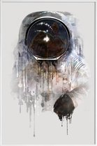 JUNIQE - Poster met kunststof lijst The Astronaut -13x18 /Grijs &