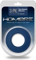 Hombre Xtra Stretch Silicone C-Bands - 3 pack - Navy - Cock Rings