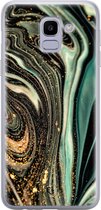Hoesje geschikt voor Samsung Galaxy J6 (2018) - Marble khaki - Soft Case - TPU - Marmer - Groen - ELLECHIQ
