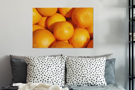 Oranges fraîches récoltées dans une toile d'Espagne baignée de soleil 60x40 cm - Tirage photo sur toile (Décoration murale salon / chambre)