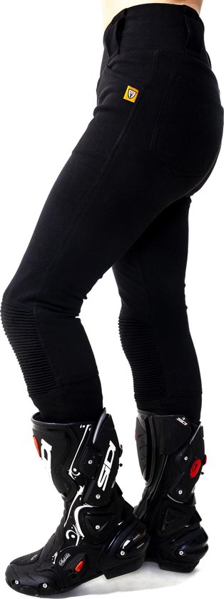 Foto: Motogirl ribbed knee motorlegging aa keur level 2 dames motorbroek zwart maat 32