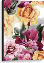 Canvas  - Geverfd Schilderij van Mooie Bloemen - 60x90cm Foto op Canvas Schilderij (Wanddecoratie op Canvas)