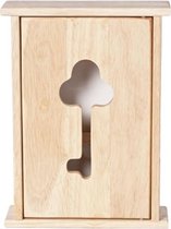 Houten sleutelkast/sleutelkluis naturel 19 x 26 cm - Sleutels opbergen - Sleutelkastje van hout