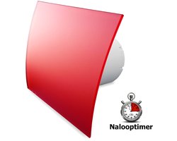 Pro-Design badkamer/toilet ventilator - MET TIMER (KW100T) - Ø100mm - gebogen GLAS - mat rood