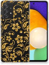 Telefoonhoesje Samsung Galaxy A52 Enterprise Editie (5G/4G) Back Cover Siliconen Hoesje Gouden Bloemen
