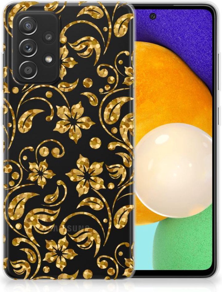 Samsung Galaxy A52 (5G/4G) TPU Case Gouden Bloemen