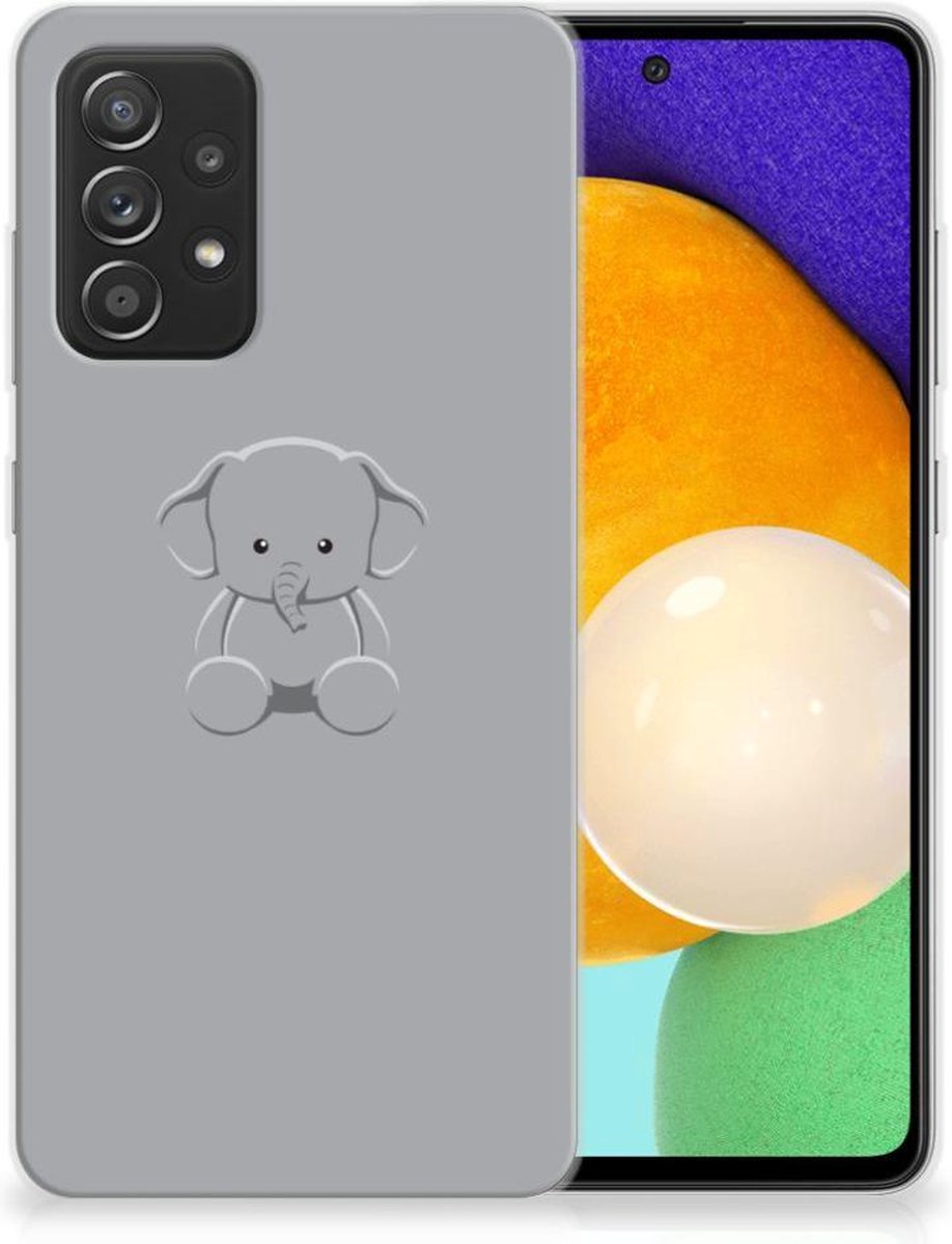 Samsung Galaxy A52 (5G/4G) Telefoonhoesje met Naam Grijs Baby Olifant