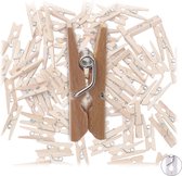 Relaxdays mini houten wasknijpers - 100 stuks - sierknijpers - mini wasknijpers - retro - Naturel