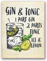 Cocktails Poster Gin Tonic Lemon - 40x60cm Canvas - Multi-color