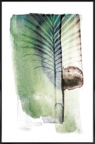 JUNIQE - Poster in kunststof lijst Jurassic Cycad -60x90 /Groen & Wit