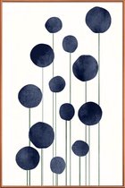 JUNIQE - Poster met kunststof lijst Waterflowers -13x18 /Blauw & Wit