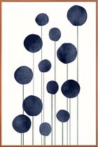 JUNIQE - Poster met kunststof lijst Waterflowers -40x60 /Blauw & Wit