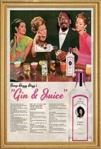 JUNIQE - Poster met houten lijst Gin | Juice - Snoop Dogg -20x30 /Roze