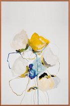 JUNIQE - Poster met kunststof lijst Aquarel met bloemen -60x90 /Geel &