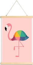 JUNIQE - Posterhanger Regenboog Flamingo -30x45 /Roze