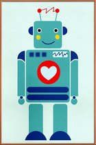JUNIQE - Poster met kunststof lijst Robot with a Heart -20x30